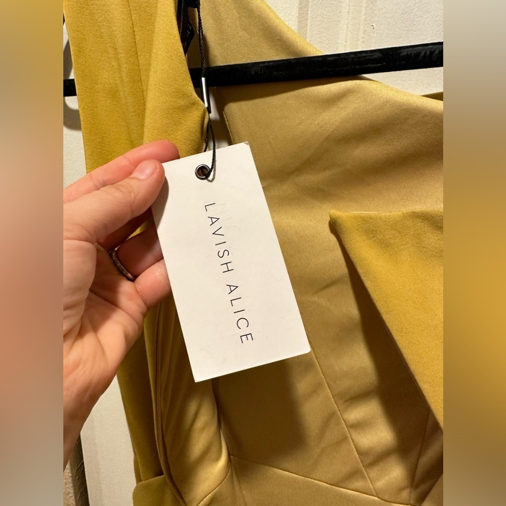 NWT 200$ Lavish Alice Midi Formal Elegant Cocktail Dress Yellow Chartreuse , 6 - Picture 4 of 14